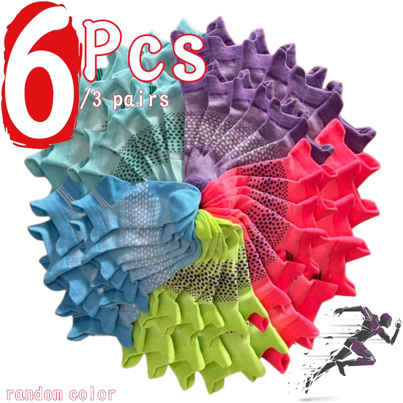 TEMU 6 pezzi (3 pezzo) Calzini a compressione unisex a - Calzini sportivi corti atletici colorati e versatili , colori casuali, traspiranti e