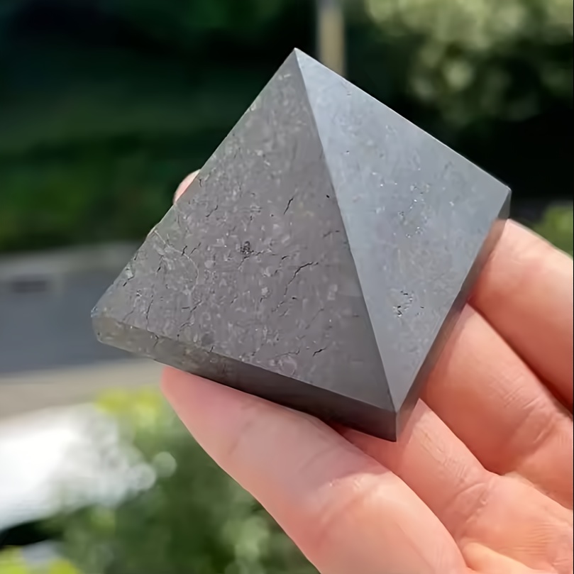 TEMU 1pc Natural Schungite Crystal Pyramid Tower For Home Decor - Handcrafted Crystal Pyramid - Shui Decoration For Meditation Spaces, Ideal For , A