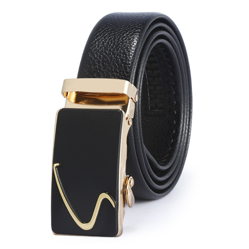 Men's Casual Leather Belt with Automatic Buckle
