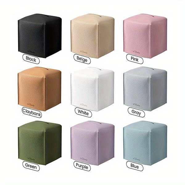 2-pack modern pu leather tissue box holder with high quality & dustproof design - beige square storage cover with golden-tone hardware, foldable & easy-clean for bathroom, office, car, nightstand, outdoor - fits   boxes, decorative organizer (compatible with standard tissues) - ideal for home, camping, or travel - durable & stylish pu leather construction - double beige color scheme Product details 4