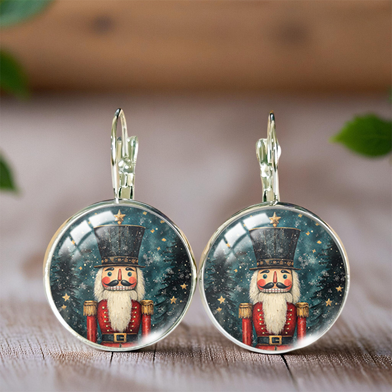 TEMU 1 Par de Aretes Redondos de de Invierno, Joyería a con de Vidrio, Tendencia