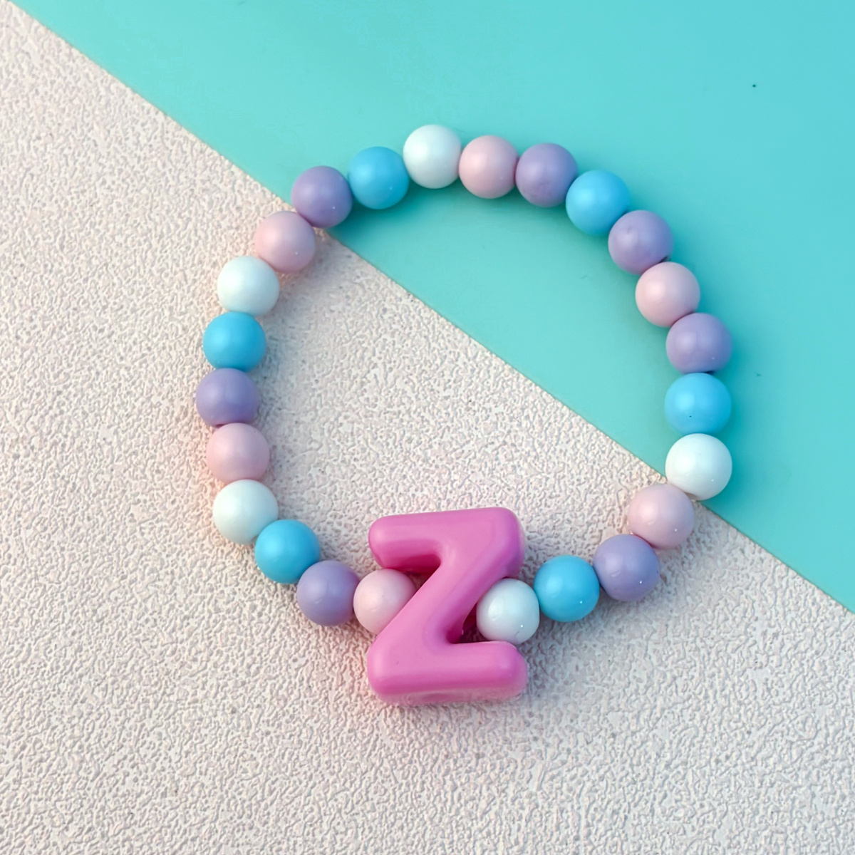 Playful Cartoon Macaron Multicolor Letter Elastic Bracelet