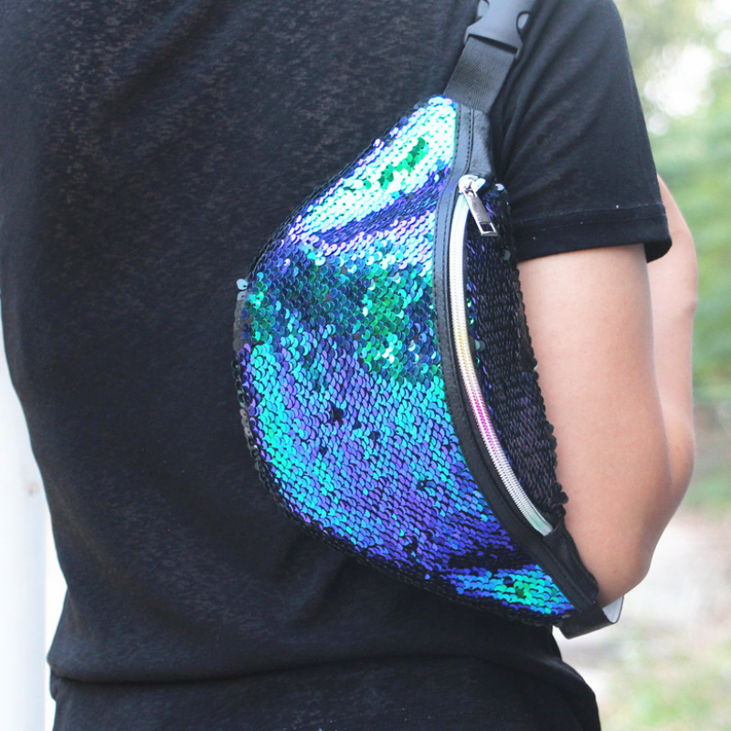 New Stylish Mermaid Sequin Waist Bag For Women, Versatile For Sports And Commuting, European And Crossbody/shoulder Bag