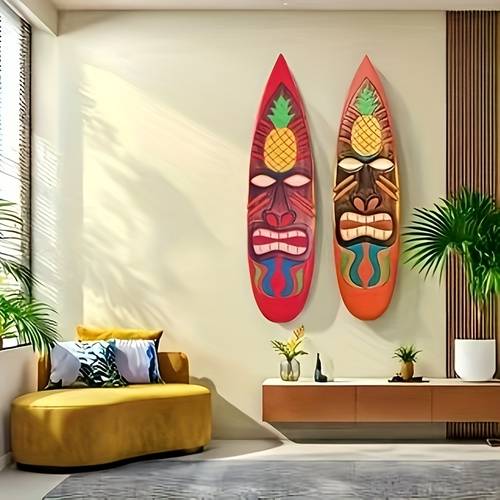 2er/3er set lebendige ananas surfboard wandbehang - hawaiianische luau, aloha tropische geburtstagsparty deko, bunte holz strand schilder - ideal für kalte bier, margarita, martini themen dekorationen, mehrere kombinationen verfügbar