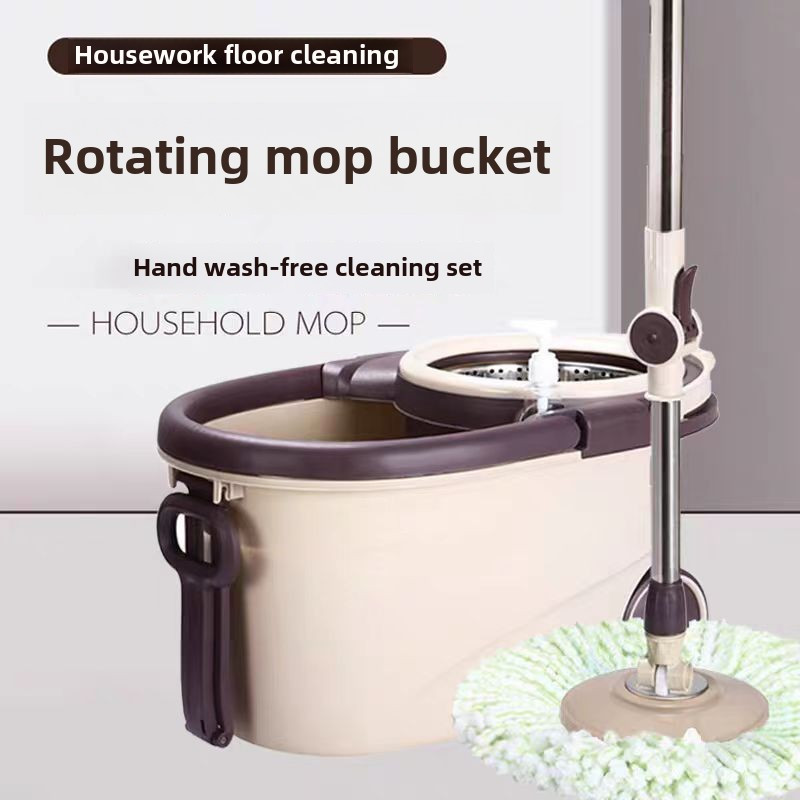 1set   mop and bucket set with stainless steel handle   rotating system hands free washing 4 reusable microfiber mop heads suitable for living room bedroom bathroom toilet kitchen cleaning details 0