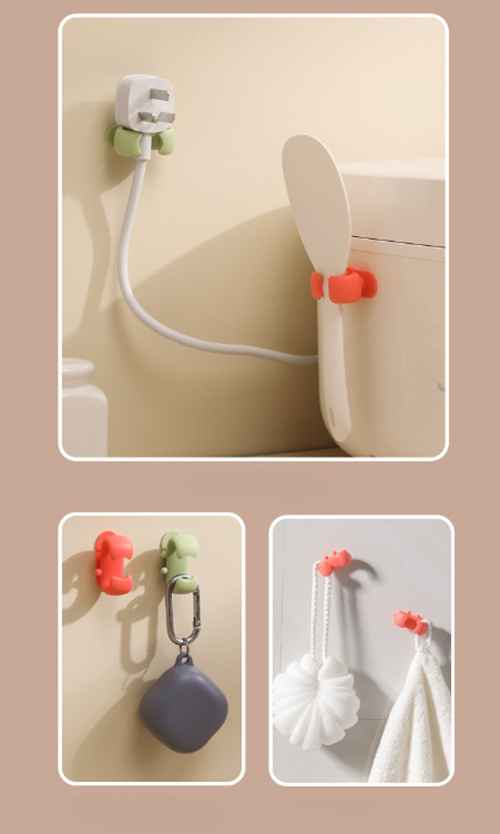 2pcs silicone   keychain hooks wall mount organizer for bathroom   room ideal for hanging towels razors cables details 2