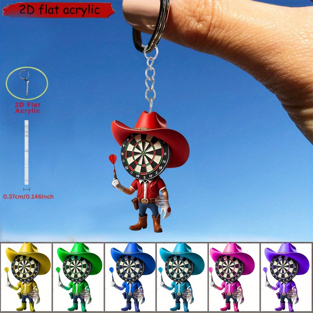 E-shop 2D flacher, 1 Stück/7er Set Cowboy-Dart-Themen Schlüsselanhänger, geeignet für Rucksack/Auto/Handy/Schlüsseldécor, perfektes Geschenk zum