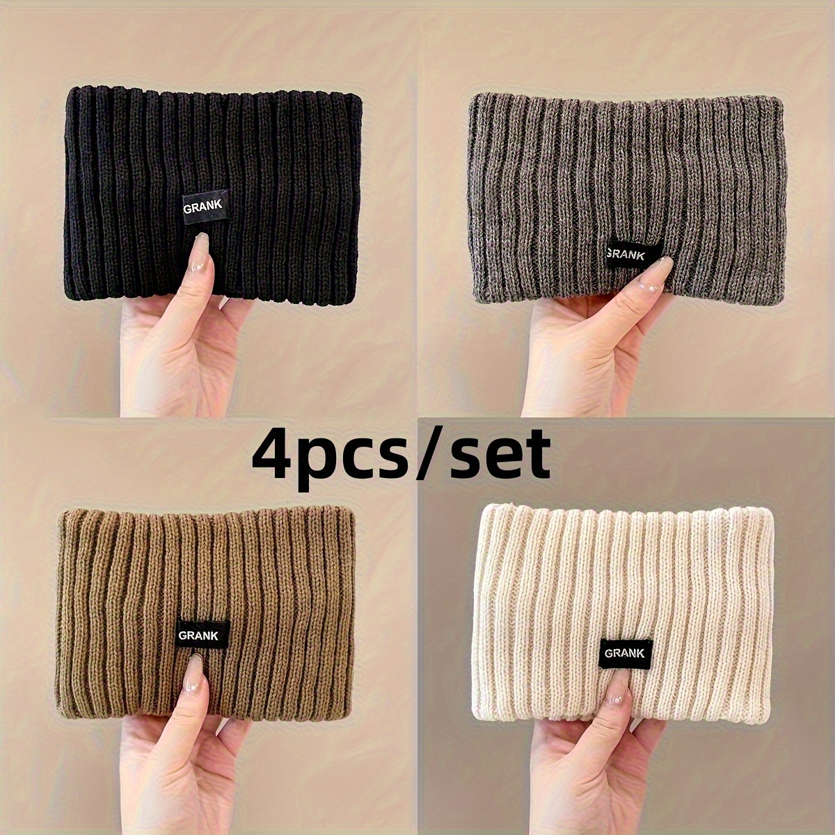 TEMU 4pcs Women's Soft Stretchy Headbands - Winter Ear Warmers With , Solid Color Hair Accessories For Cold Weather, Stylish & Cozy Hairbands For