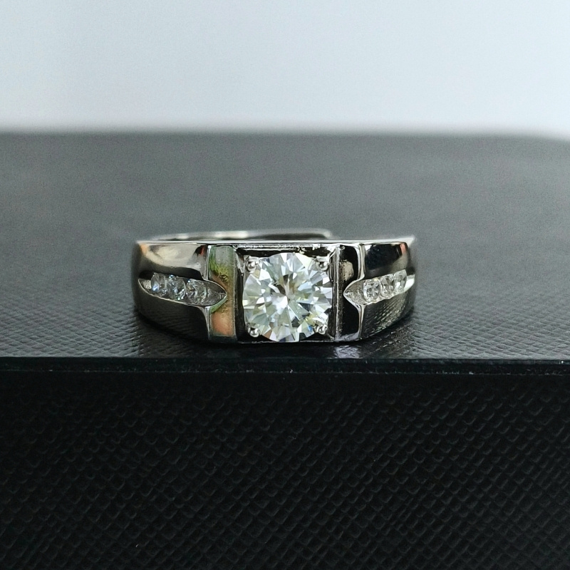 Women's 925 Silver Adjustable Moissanite Ring, Simple Style