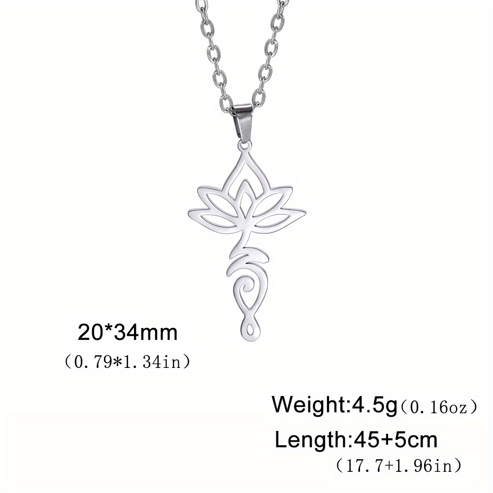 Image of Hollow Lotus Flower Pendant Necklace Unalome Chakra Symbol Amulet Yoga Birthday Gift