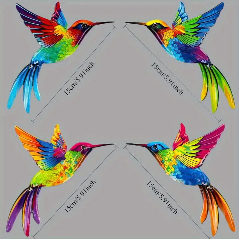 TEMU 2d Flat, [2d Flat] 2d Flat 4pcs Hummingbird Wall Decor - Outdoor Acrylic Art Wall Art Set, 2d Flat