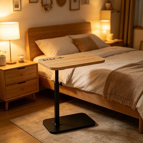 17 72 31 5in height adjustable portable sofa table elegant black metal frame wooden tabletop full range free rotation suitable for office use load capacity 88 53 lbs as room coffee table great for indoor outdoor