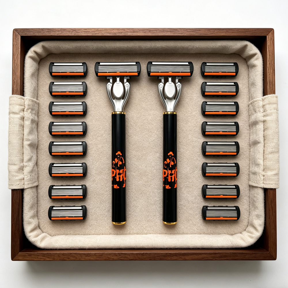set of 18   2 handles   mens 6pcs safety razor   with non slip metal handle durable stainless steel   replaceable   combination an   for beard trimming ergonomic handle mens facial razor