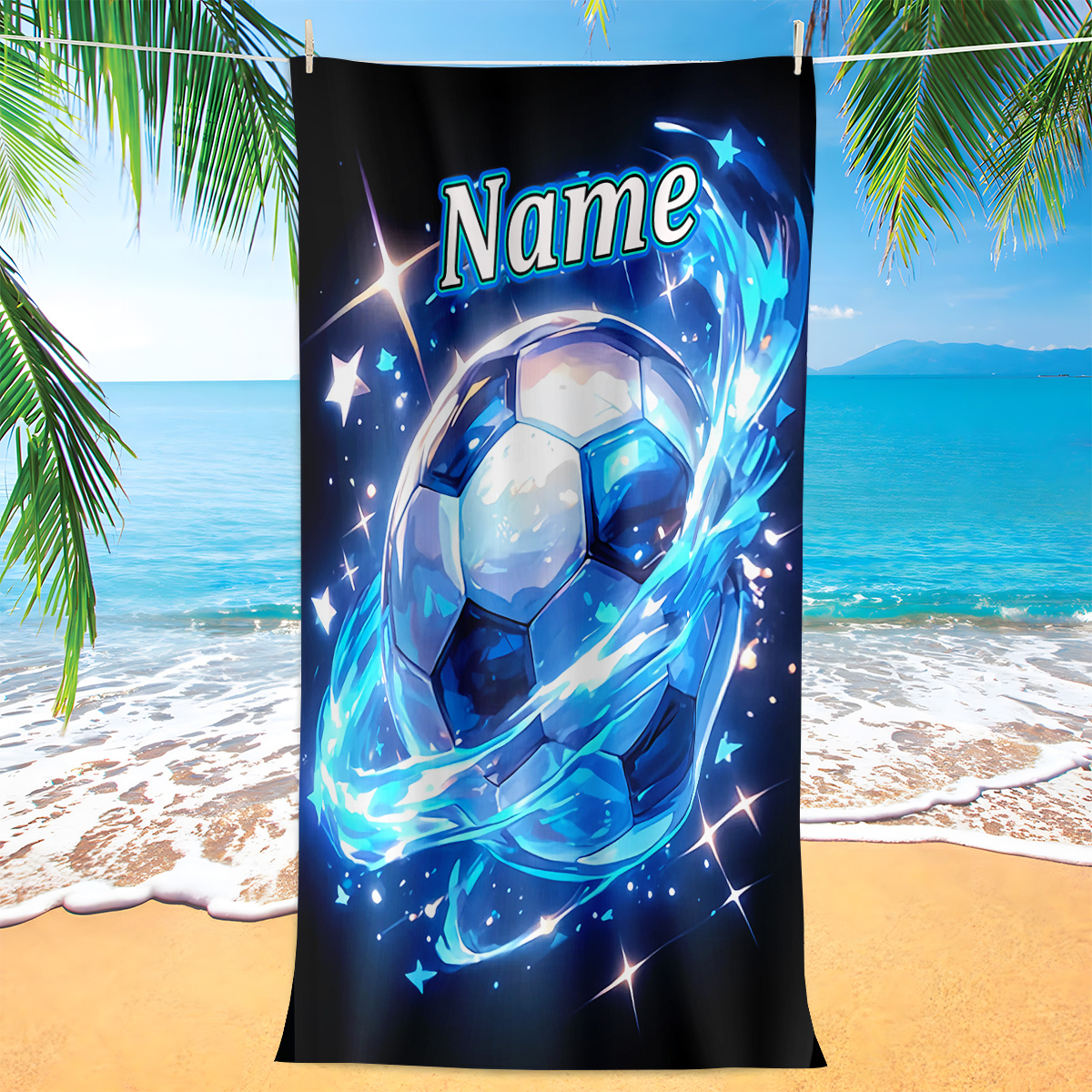 TEMU Personnalisez 1pc Serviette de Plage avec Nom/Txt Personnalisé, Douce, Absorbante et Séchage Rapide - pour la Plage, Piscine, Voyage, Camping,
