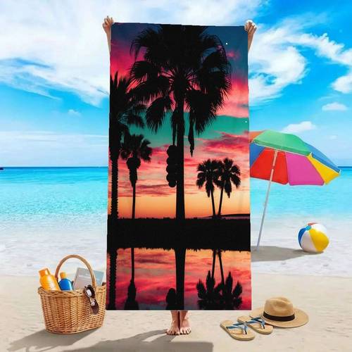oversized microfiber beach towel suitable for vacation quick dry sand free bath towel with vibrant palm tree print bath sheet for pool travel bathing outdoor use quick dry suitable for vacation pool travel