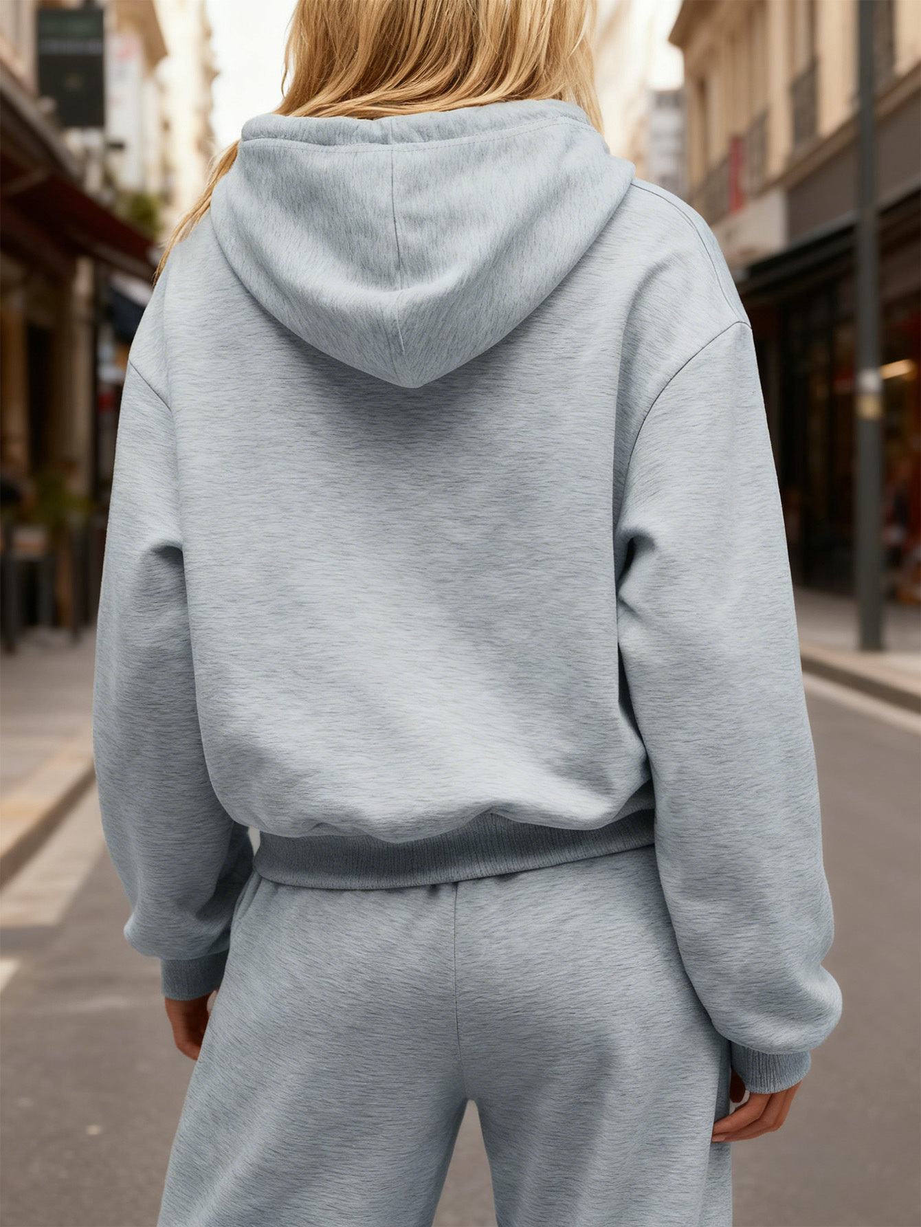 womens casual winter hoodie set without pockets and long pants
