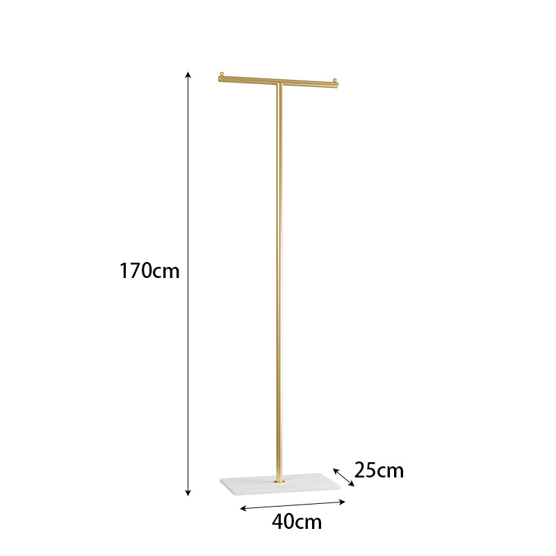 A T-shaped Metal Coat Stand With A Sintered Stone Base, Providing A Stable And Solution For Storing Coats, Hats, Bags, And Scarves, Perfect For , Offices, And Bedrooms