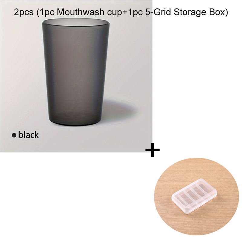 TEMU 2pcs (1pc Mouthwash Cup And 1pc 5-grid Storage Box) Mouthwash Cup, Minimalist Toothbrush Cup, Mouthwash Vessel, Household Bathroom, Bathroom