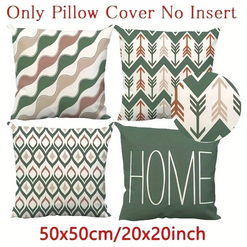 4pcs retro geometric pillow covers double sided 2d printed soft plush pillowcases with zipper closure machine washable multiple sizes 20x20in 50x50cm for living room bedroom sofa decor bedroom accessories   patterns durable fabric covers 2d flat Product details 0