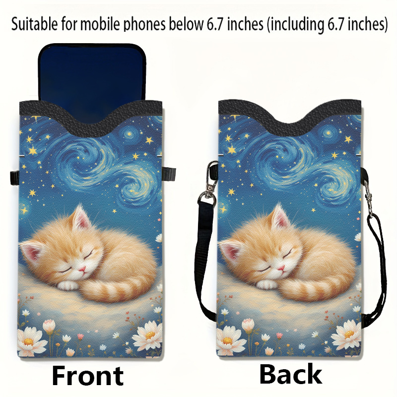 E-shop 1 Stück Schlafendes Kätzchen Design, hochwertiges Handyband mit 2D-Flachdruck und verstellbarem Schlüsselband, geeignet für iPhone und , ein