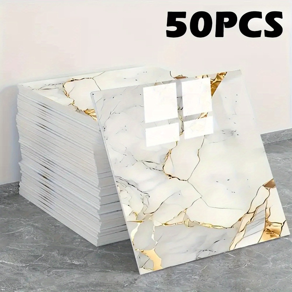TEMU 50pcs Self-adhesive Vinyl Background Wall Stickers, Suitable For Tv Backdrops, Waterproof Removable Pvc Marble Pattern Panels, Removable