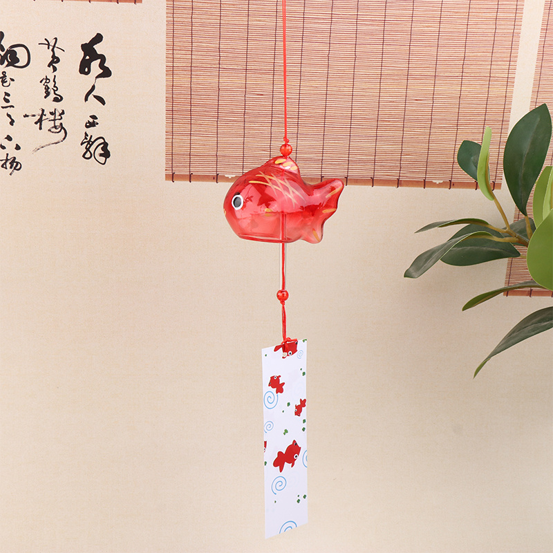 Wind Chime Chimes Japanese Goldfish Garden Hanging Outdoor Decor Pendant Furin Decorative Card Random