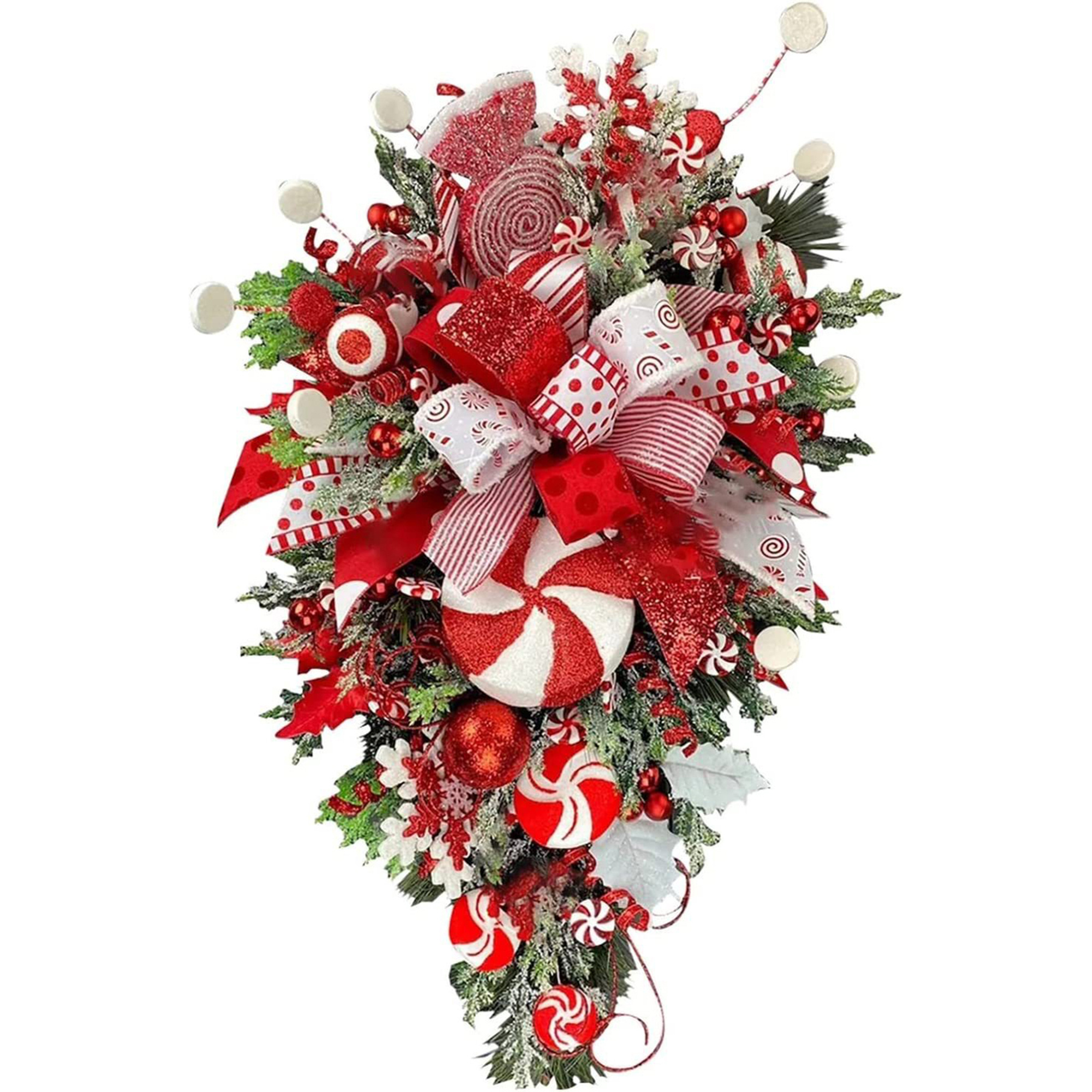 TEMU Christmas Candy Cane Wreaths Front Door Christmas Wreaths With Candy Cane