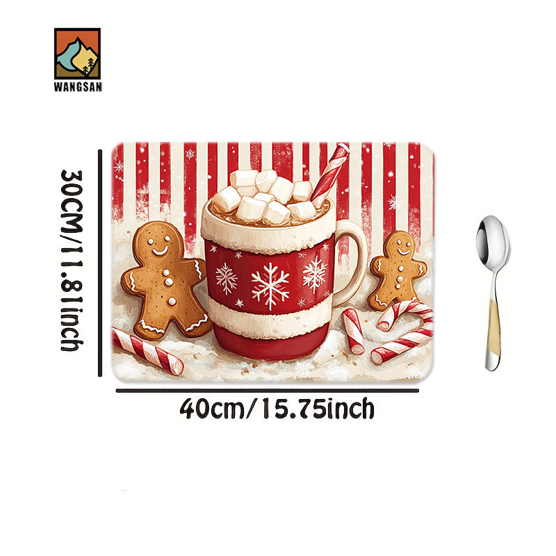 TEMU 1pc Gingerbread Pattern Dish Drying Mat, Coffee Machine Mat, Washing Machine Mat, Table Mat, Made Of Polyester Fiber, Suitable For Kitchen,