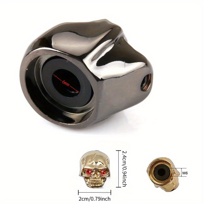 Set of 4 Skull-Shaped Metal Volume Knob Caps for Electric Guitars, Designed for Both Guitar And Bass, Featuring a Creative Color Design.