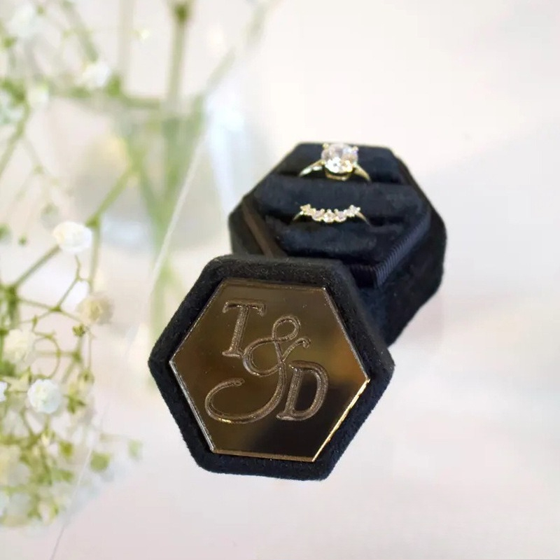 Customizable Hexagonal Velvet Jewelry Box