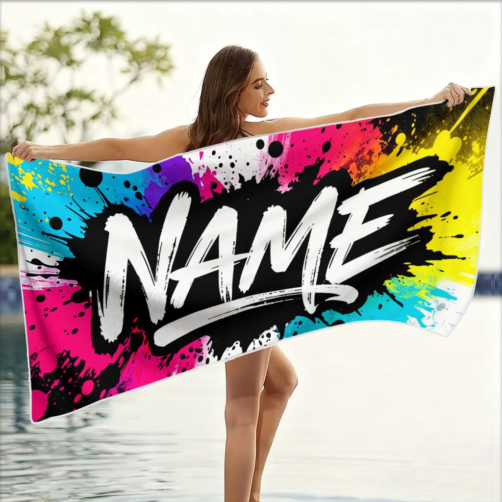 Personalized Graffiti Style Quick-Dry Microfiber Towel
