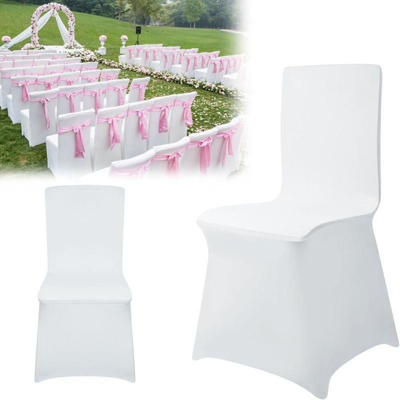 E-shop Stretch-Stuhlbezug, Universeller Stuhlbezug, Dekorativer Stuhlbezug für Hochzeit, Feier, Geburtstagsparty, Weiß