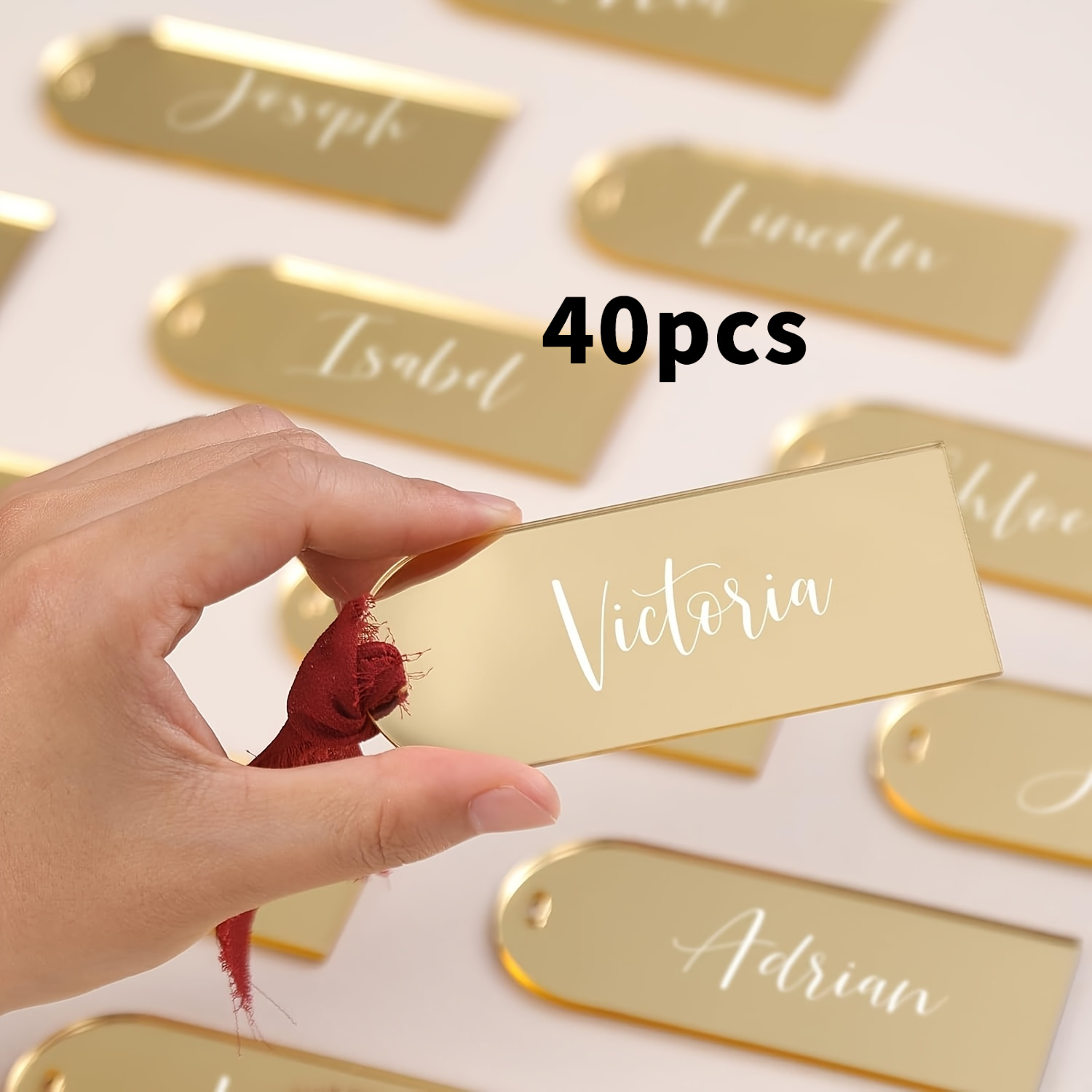 Image of 20 Mirror Golden Acrylic Table Signs, 1.57" X 3.94", Diy Blank Hanging Signs, Perfect For Wedding Table Decor, Birthday Decorations, Parties