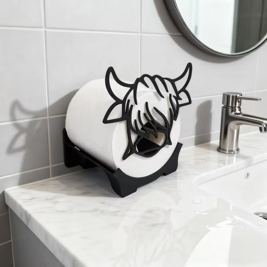 TEMU 1 Set Freestanding Highland Cow Toilet Paper Holder, Stylish And Practical For Indoor/outdoor Use, Adds Fun To Your Bathroom, Compact And Cute