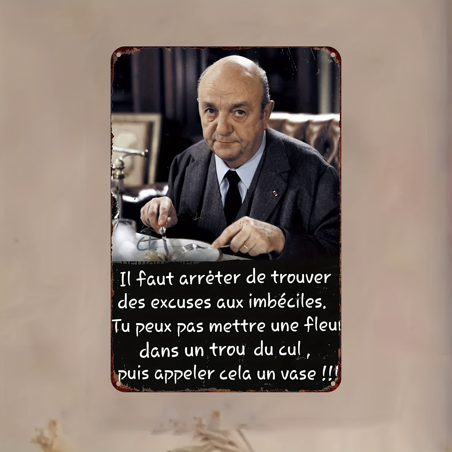 TEMU Plaque murale vintage de cinéma français "Les Tontons Flingueurs" - Affiche rétro en métal - Plaque en tôle pour film - Convient , , - Cadeau