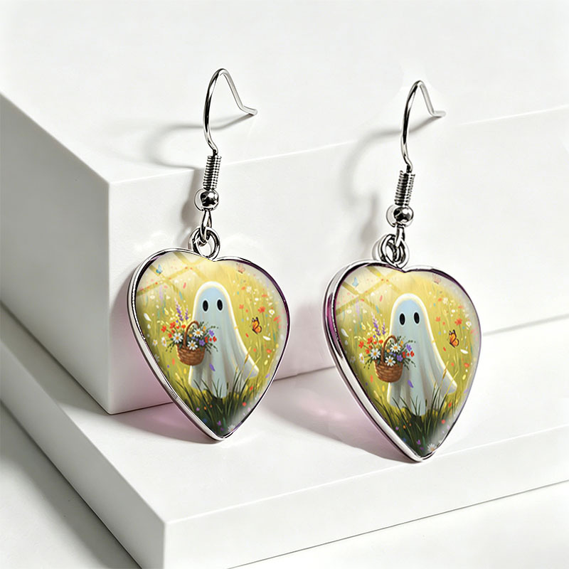 Unisex Handmade Glass Dome Dangle Earrings