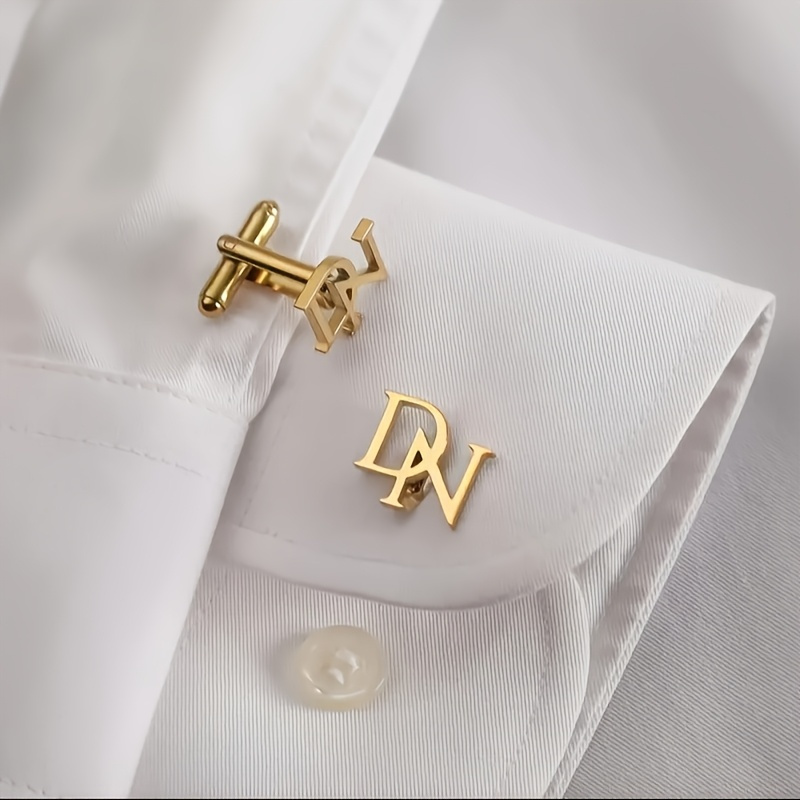 TEMU Boucle de fermeture personnalisée avec lettre - Bijou personnalisé avec initiale gravée, cadeau idéal pour hommes, pères, , - Cadeau de mariage