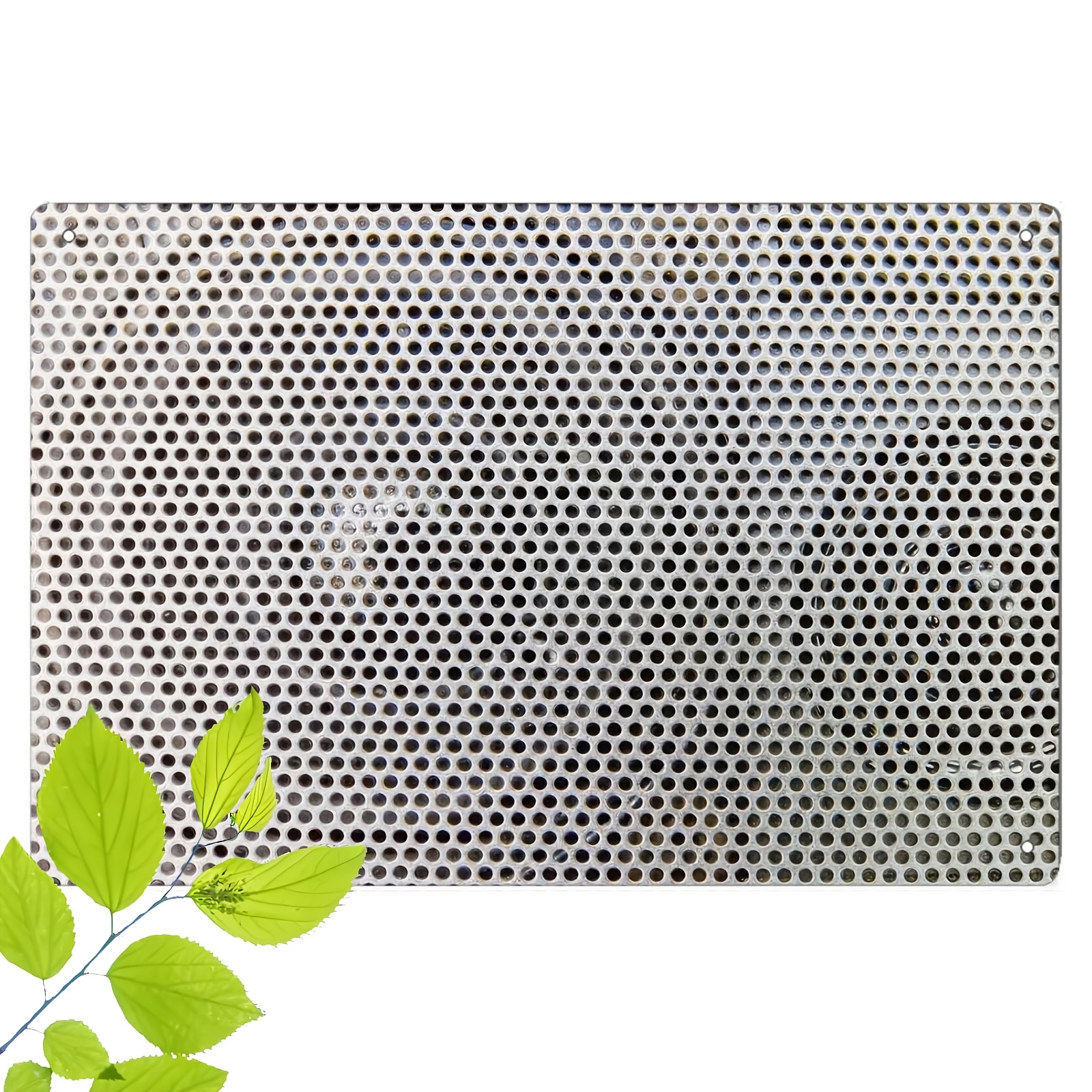 TEMU 2d Flat - 2d Plane - Modern Industrial Style Iron Wall Decoration, Size Is 20.32x30.48 Cm, Using Green Leaves And Perforated Design. This Iron