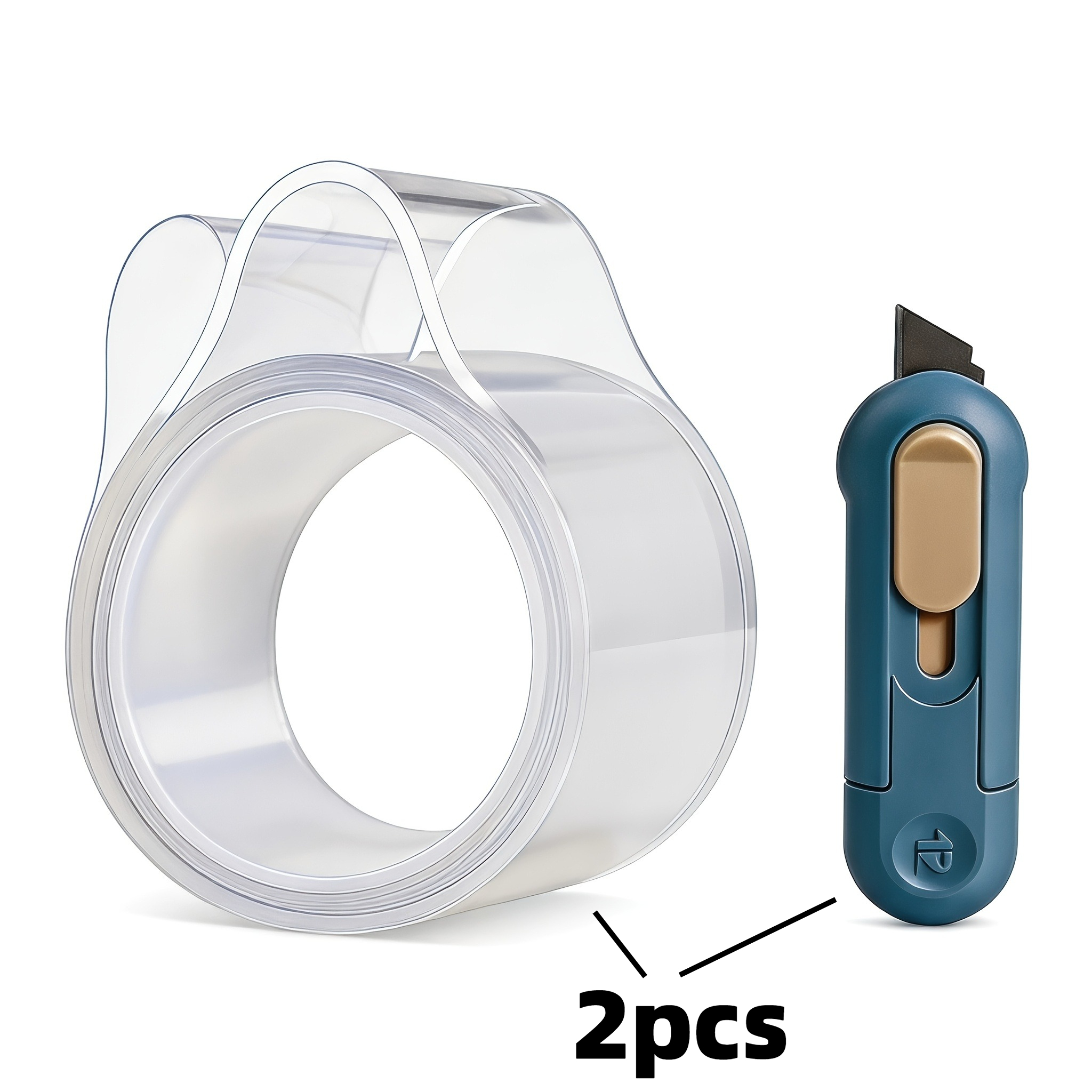 TEMU 2pcs Heavy Duty Double-sided Tape, Reusable Adhesive Strips For Home, Office & Car, Removable Mounting Tape, Ideal For Crafts, Posters &