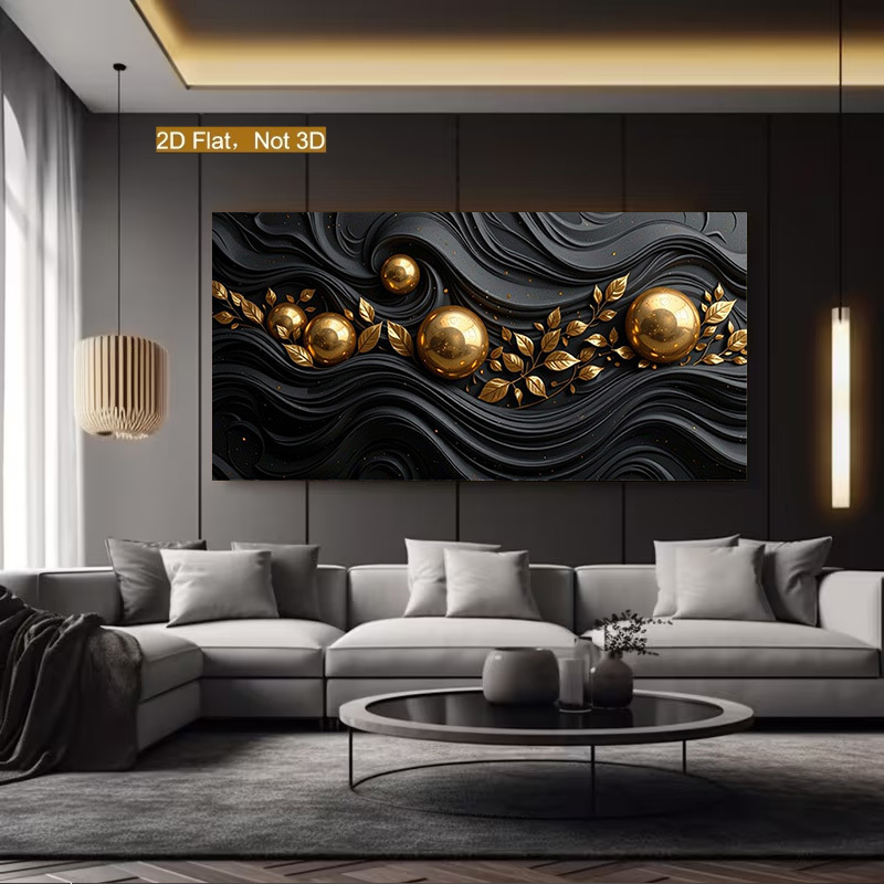 TEMU 2d Flat, 1pc Frameless Canvas Painting, Modern Canvas Wall Art-abstract Black Design And , Suitable For Contemporary Home Art, Modern Art And