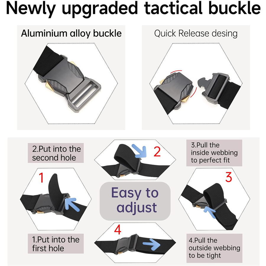 3pcs Tactical Belts Quick Release Buckle Durable Polyester
