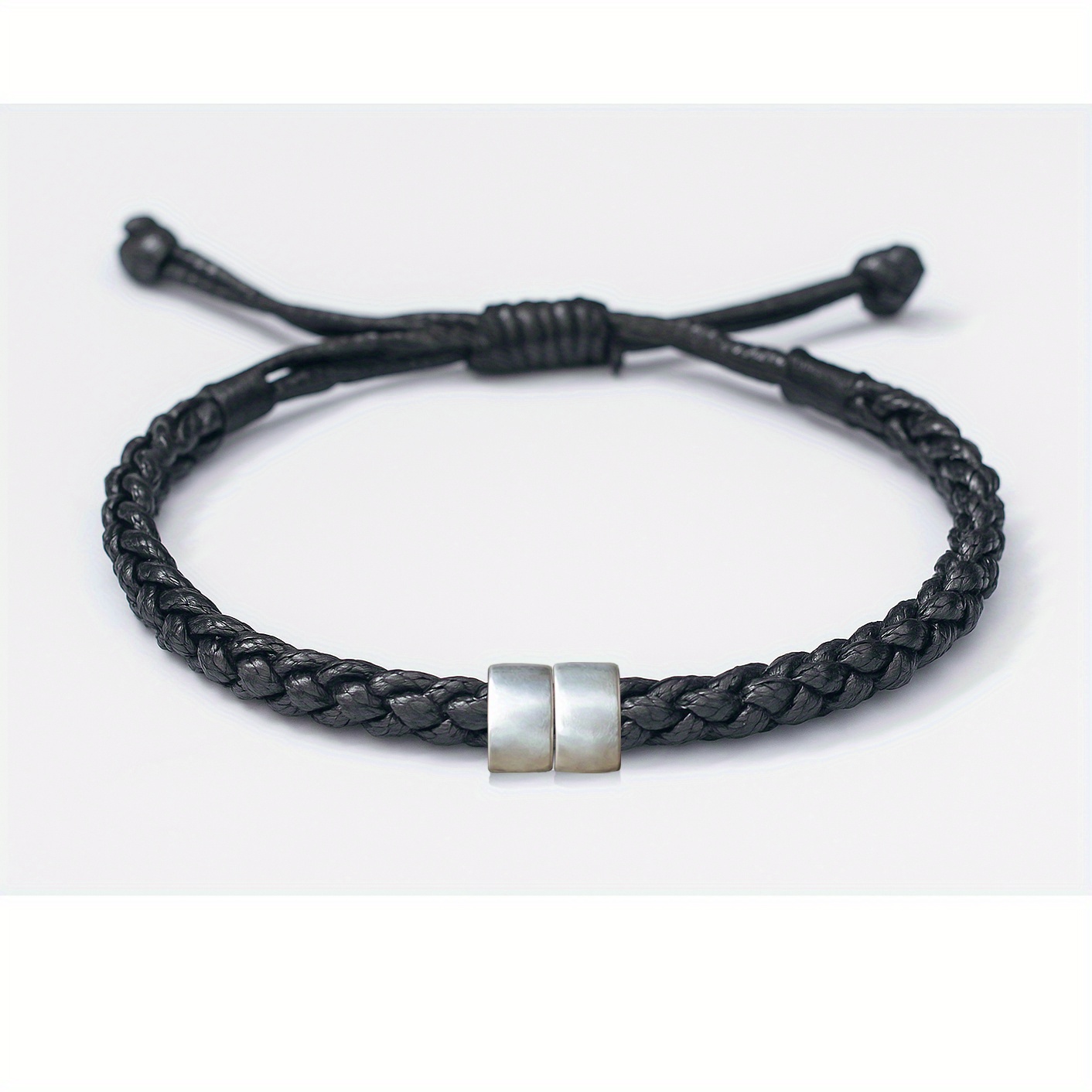 TEMU 1pc Personalized Custom Rope Bracelet, Engravable Name Text Pattern, Retro Couple Commemorative Gift, Black/coffee/pink , Ideal For Valentine's