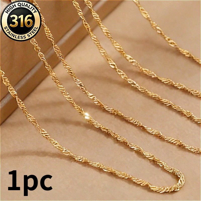 TEMU Chaîne dorée durable en acier inoxydable 316 anti-décoloration, chaîne de mode et facile, port , chaîne décontractée et facile, collier de