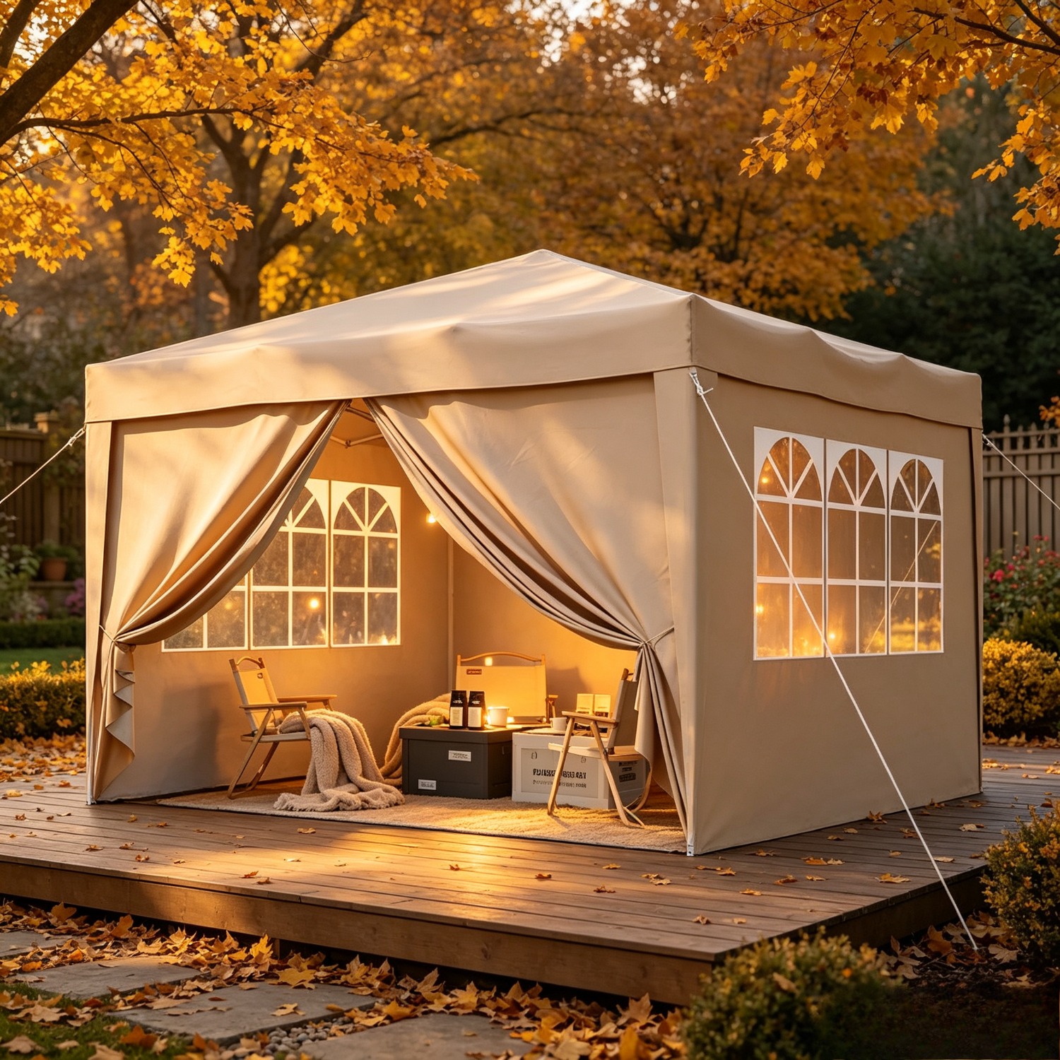 TEMU Tente Pop-up à un . Tente de camping d'hiver stable 3,4x3,4, avec composants latéraux, facile à monter et à plier, convient pour le camping, les