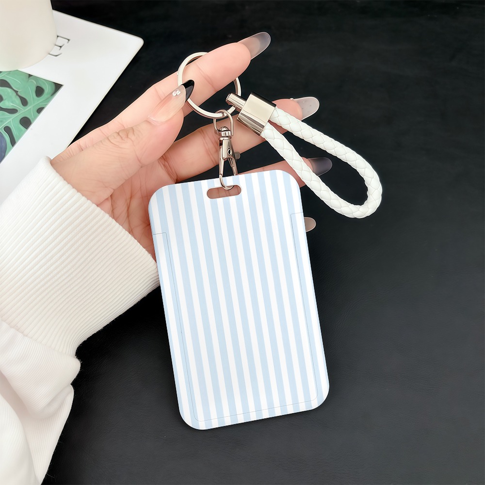 TEMU 2d A Design Featuring Vertical Stripes In Blue And White, Ideal For Id Card Holders, Covers, And Various Additions, Office Supplies, Signage,