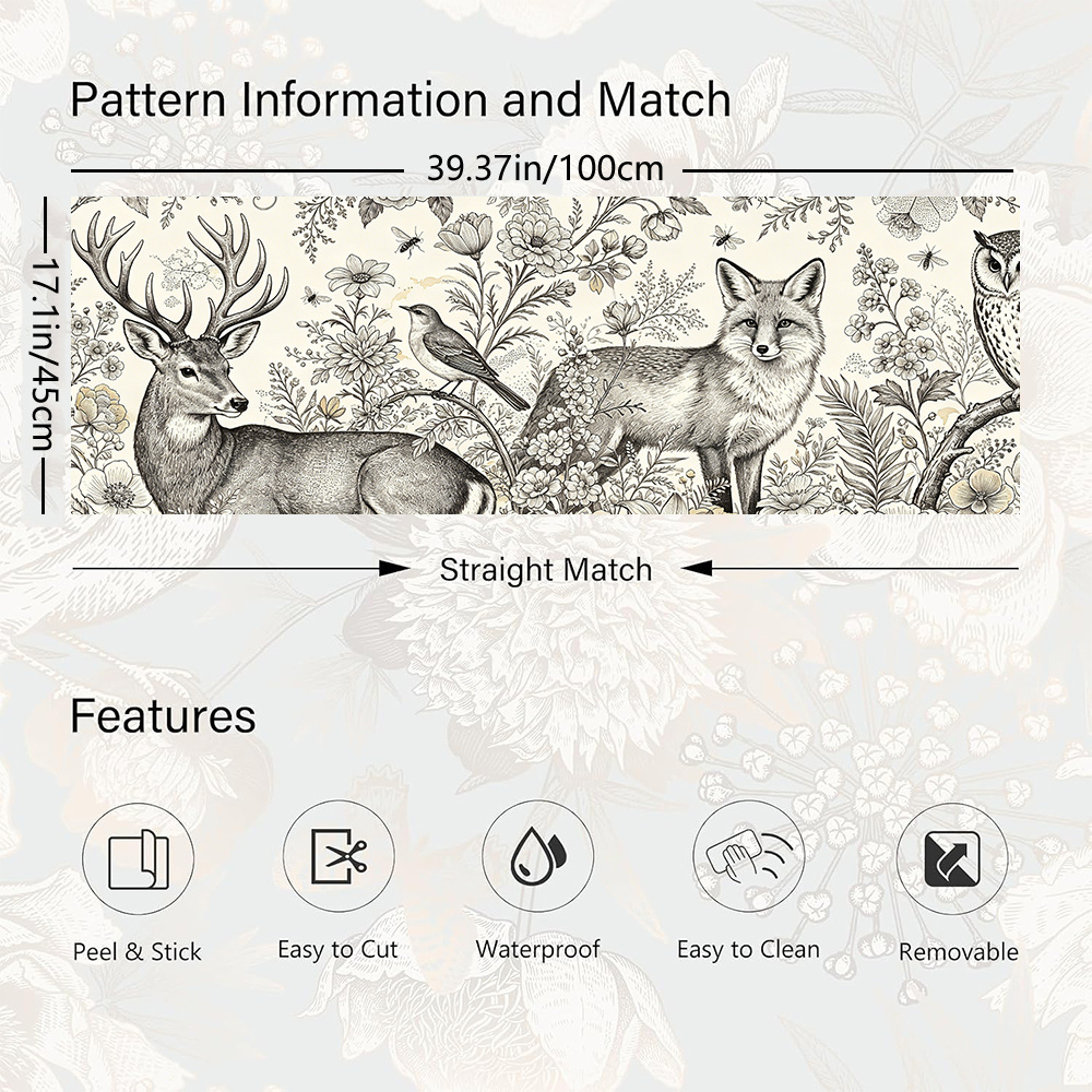 TEMU 1 Roll 45x100cm (17.7x39.4in) Beige Wallpaper Peel And Stick Floral Wall Paper Removable Wipeable Paper Self Adhesive For Kitchen, Celebration