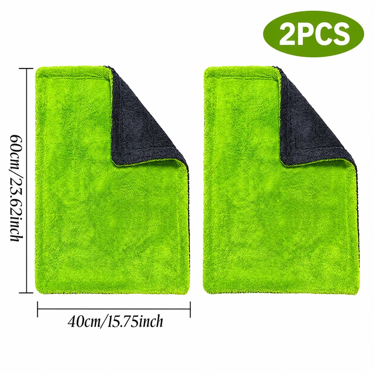 TEMU 2-pack, 1200 -thick And Large Car Drying Towel For Suvs And Trucks - Large Double-sided Microfiber Cloth (40 X 60cm); Quick-drying, Durable, And