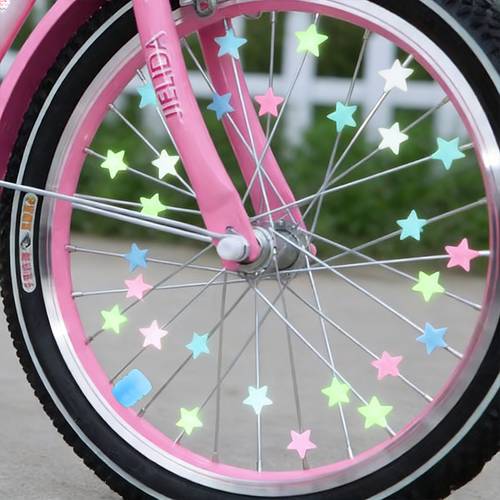 38pcs of luminous spokes beads and cap covers luminous star shaped wheel hub decorations suitable for night riding wheel decoration and as holiday gifts for cycling enthusiasts