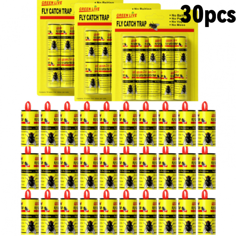 TEMU 30pcs Pack Of Fly-trapping Tape, Hanging Fly-trapping Strips, Suitable For Kitchens, Yards, And