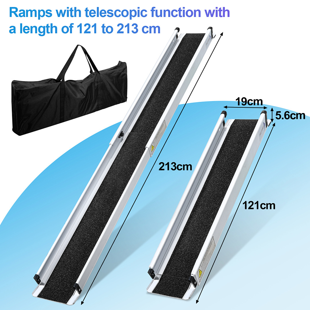 Image of Telescopic Ramps 152cm 183cm 213cm Threshold Ramp With Fabric Carrying Bag Anti-slip To 300kg Access Ramps Ramps Ramps